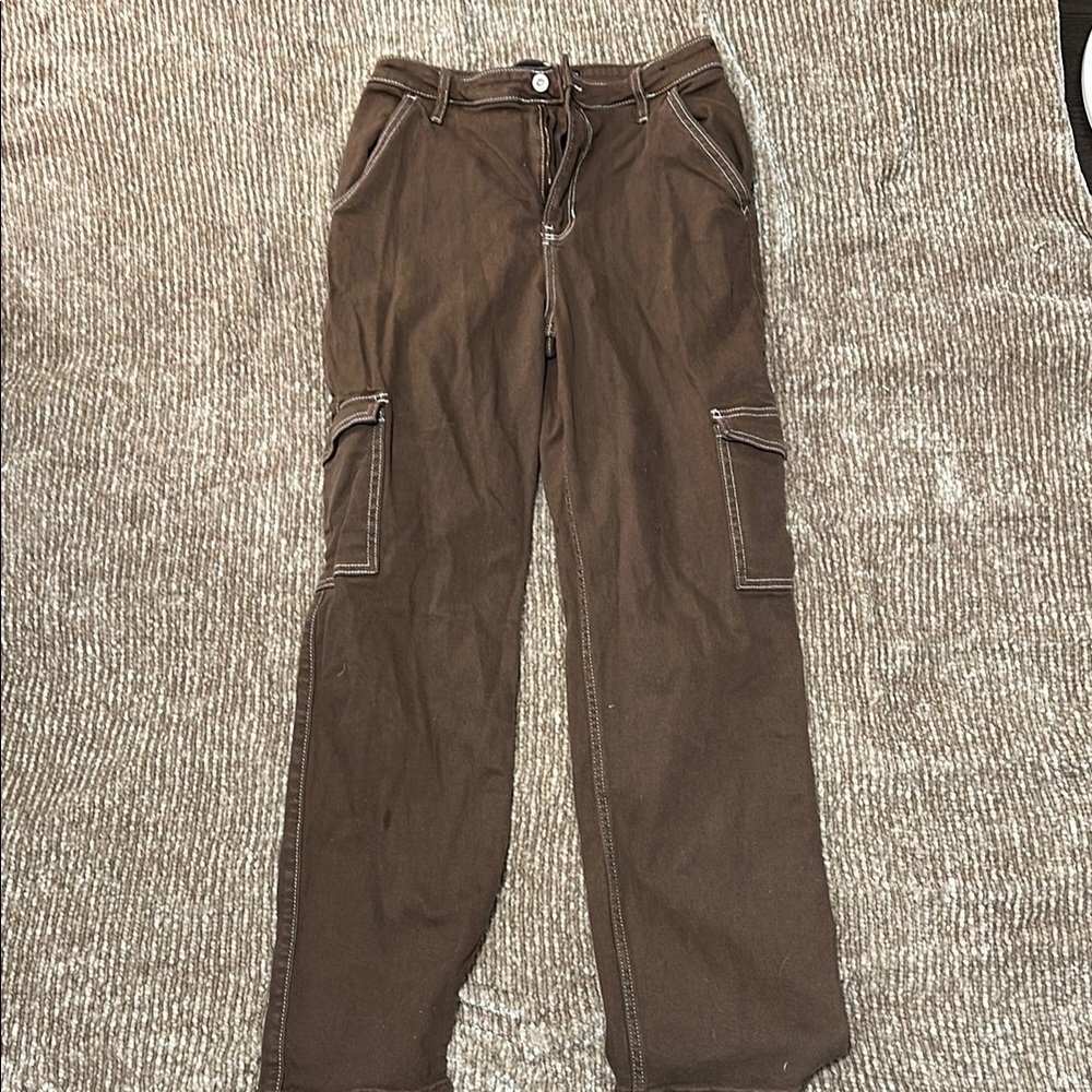 Hollister High Rise Brown Cargo Pants